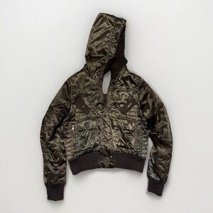 Olive Hooded Bomber Jacket